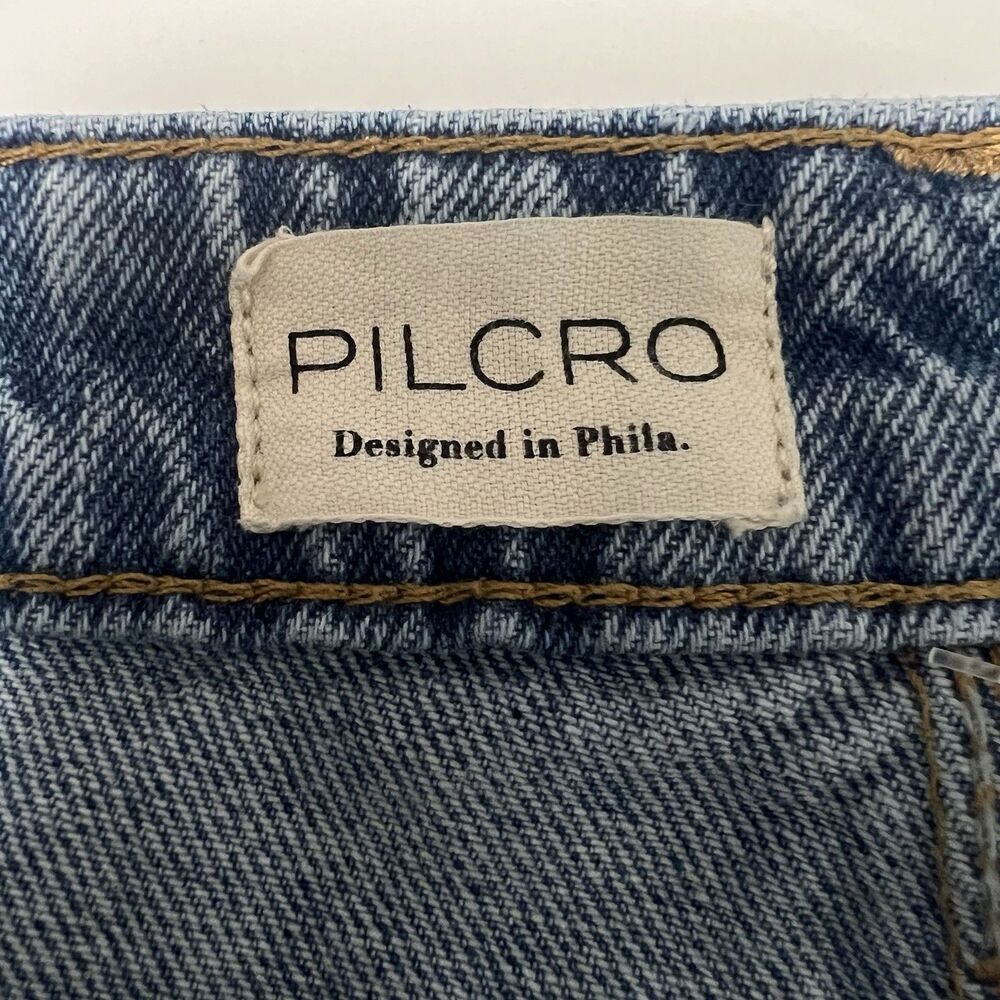 Anthropologie Pilcro High Rise Pleated Wide Leg Cuff Trouser Jeans Blue Size 31 - Picture 9 of 12
